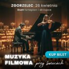 Muzyka filmowa: skrzypce i fortepian przy świecach